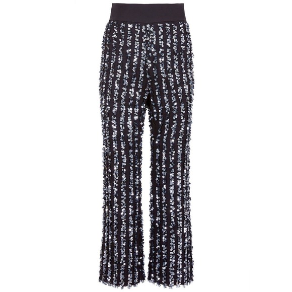 Thakoon Cropped Flare Sequin Pants Trousers Black/Blue 4 Nwt $2350